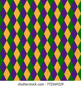 Mardi Grass seamless pattern with bright rhombus