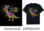 Mardi Grawr Dinosaur Jester t shirt design, mardigrass t shirt design