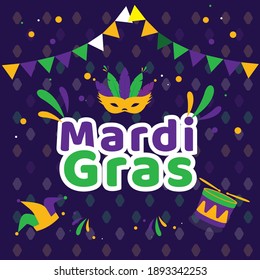 mardigras poster for party or post to social media