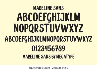 Mareline Sans is a sweet handlettered font, casual and dynamic, bold and irregular baseline.