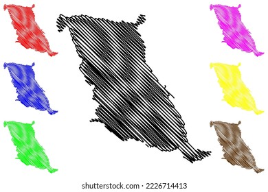 Marettimo island (Italian Republic, Italy, Sicily) map vector illustration, scribble sketch Isola di Marretimu map