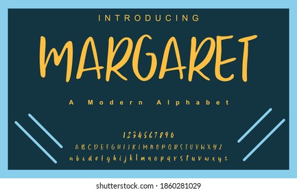 Margaret font. Elegant alphabet letters font and number. Lettering Minimal Fashion Designs. Typography fonts regular uppercase and lowercase. vector illustration