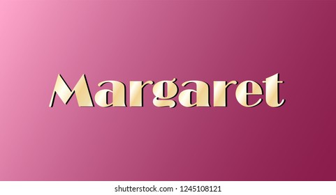 Margaret. Gold shining name isolated on pink background. Happy birthday and Angel Day concept. Vector illustration