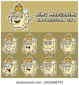 Margarine Expression set. Mascot cartoon character for flavor, strain, label and packaging product. Vector Illustration.