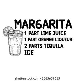 
Margarita 1 Part Lime Juice Cocktails Recipe T shirt