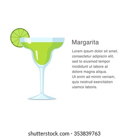 Margarita alcohol cocktail vector illustration