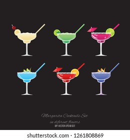 Margarita banana,  strawberry  and Blueberry , Fresh Blackberry Margarita cocktail, Margarita  classic  and Moonlight vector set for web and print