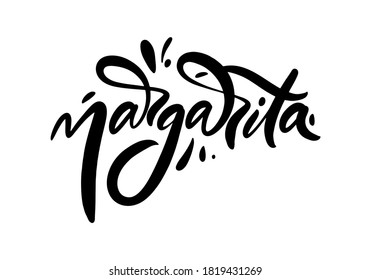 Margarita black text. Modern calligraphy. Hand lettering inscription. Vector illustration. Isolated on white background.