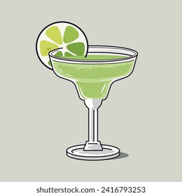 Margarita cartoon Drink. Vector illustration.