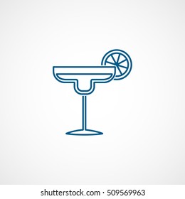 Margarita Cocktail Blue Line Icon On White Background