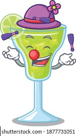 A margarita cocktail cartoon design style succeed playing juggling