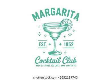 Margarita Cocktail Club - Retro Drink Tipografia T Shirt Design