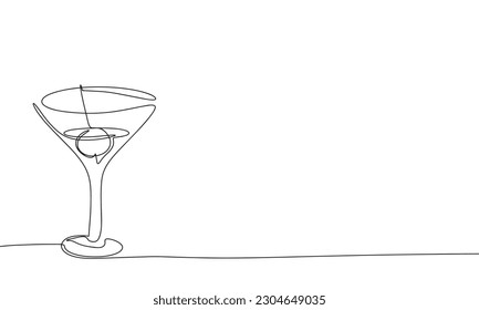 Margarita cocktail continuous line drawing element isolated on white background for decorative element. Vector illustration of alcohol drink in trendy outline style.