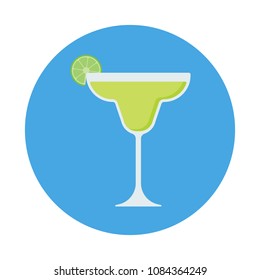 Margarita cocktail flat icon isolated on blue background. Simple alcoholic drink in flat style, vector illustration.