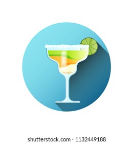 Margarita cocktail flat with long sadow