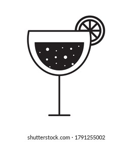 margarita cocktail glass cup with lemon silhouette style icon design, Alcohol drink bar and beverage theme Vector illustration