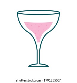 margarita cocktail glass cup line and fill style icon design, Alcohol drink bar and beverage theme Vector illustration