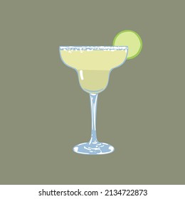 Margarita cocktail. Hand drawn vector illustration in flat style