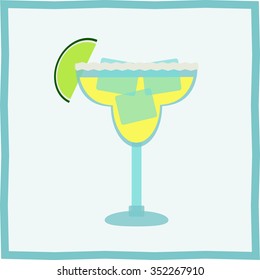 Margarita Cocktail with ice and lime