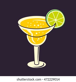 Margarita cocktail icon on a black background.