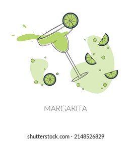 Margarita Cocktail Illustration. Illustration of Cocktail. Vector