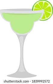Margarita cocktail, illustration, vector on white background