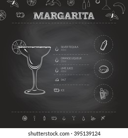 Margarita. Cocktail infographic set. Vector illustration