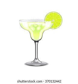 Margarita cocktail isolated on white photo-realistic vector illustration