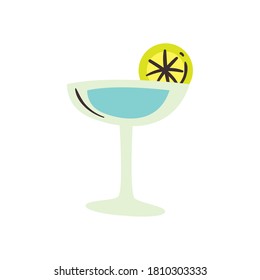 margarita cocktail with lemon free form style icon design, Alcohol drink bar and beverage theme Vector illustration