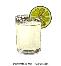 Margarita cocktail with lemon slice.