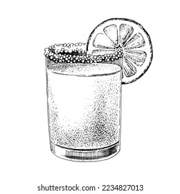 Margarita cocktail with lemon slice.