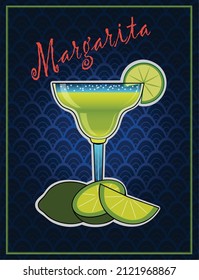 A margarita cocktail with limes.