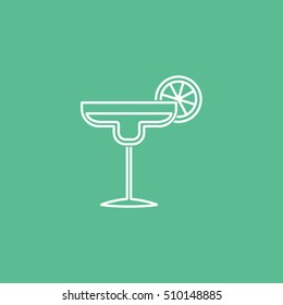 Margarita Cocktail Line Icon On Green Background