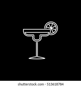 Margarita Cocktail Line Icon On Black Background