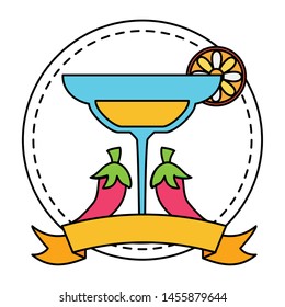 margarita cocktail mexican drink and chilli peppers vector illustration design