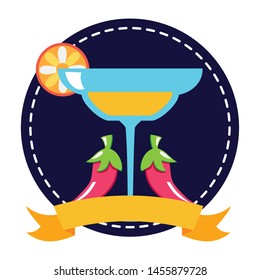 margarita cocktail mexican drink and chilli peppers vector illustration design