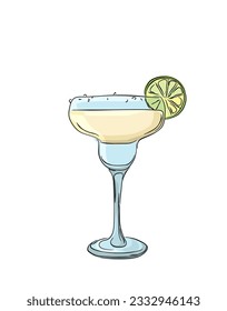 Margarita cocktail over white background, vector illustration