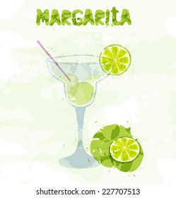 Margarita cocktail with a slice of lime