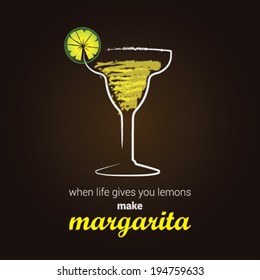 Margarita Cocktail - Stylish illustration with positive thinking message 