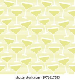 Margarita cocktail in a traditional glass seamless pattern for alcoholic drink, beverage menu background.