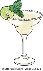 Margarita drink. Hand drawn cocktail vector illustration.