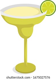 Margarita drink, illustration, vector on white background.