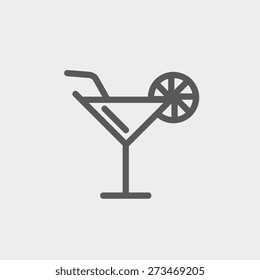 Margarita drink with lemon icon thin line for web and mobile, modern minimalistic flat design. Vector dark grey icon on light grey background.
