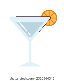 Margarita drink semi flat colour vector object. Cocktail refreshment. Martini glass and citrus. Editable cartoon clip art icon on white background. Simple spot illustration for web graphic design