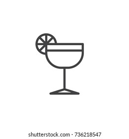 Margarita glass with lime line icon, outline vector sign, linear style pictogram isolated on white. Symbol, logo illustration. Editable stroke