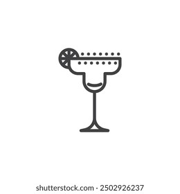 Margarita Glass line icon. linear style sign for mobile concept and web design. Margarita glass with a lemon slice outline vector icon. Symbol, logo illustration. Vector graphics