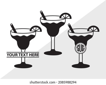 Margarita Glass Monogram Printable Vector Illustration