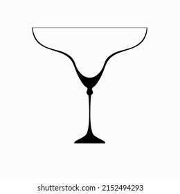 Margarita Glass Silhouette Printable Vector Illustration. Drink Glass Vector Icon Isolated On White Background
