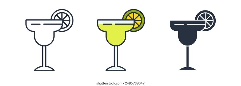 margarita glass with a slice of lime Icon symbol vector illustration isolated on white background