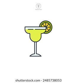 margarita glass with a slice of lime Icon symbol vector illustration isolated on white background